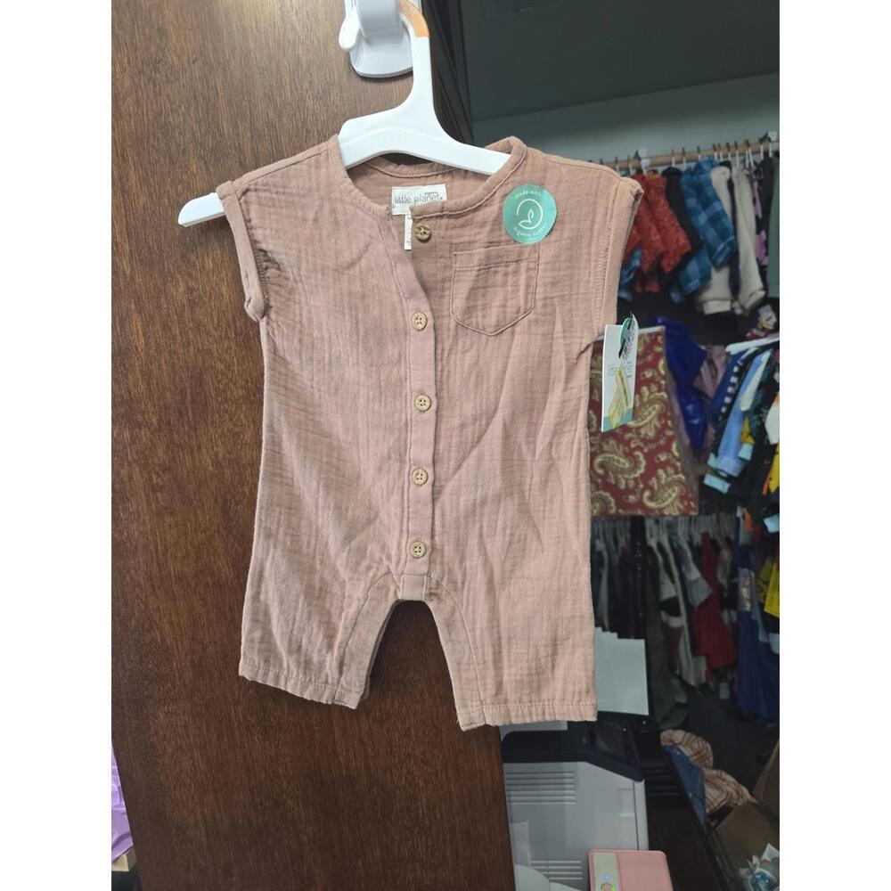 Carter's Mauve/Pink Button-Front Muslin Romper